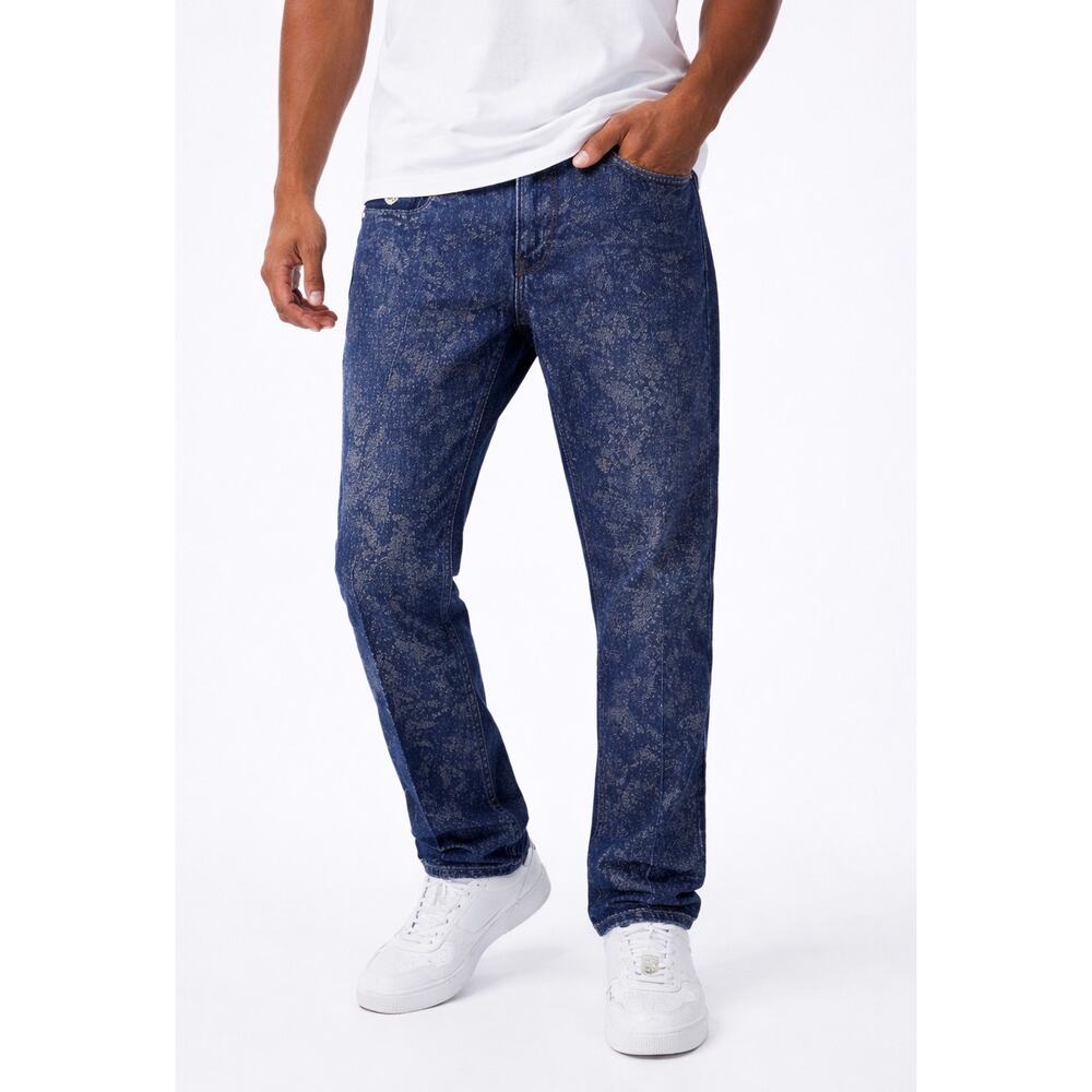 Rocawear Metallic Speckled Wash Jeans Men 36x32 Slim Straight Tapered Blue Denim